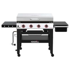 Nexgrill 720-1058 Daytona 4-Burner Propane Gas Grill 36 in. Flat Top Griddle in Black with Stainless Steel Lid