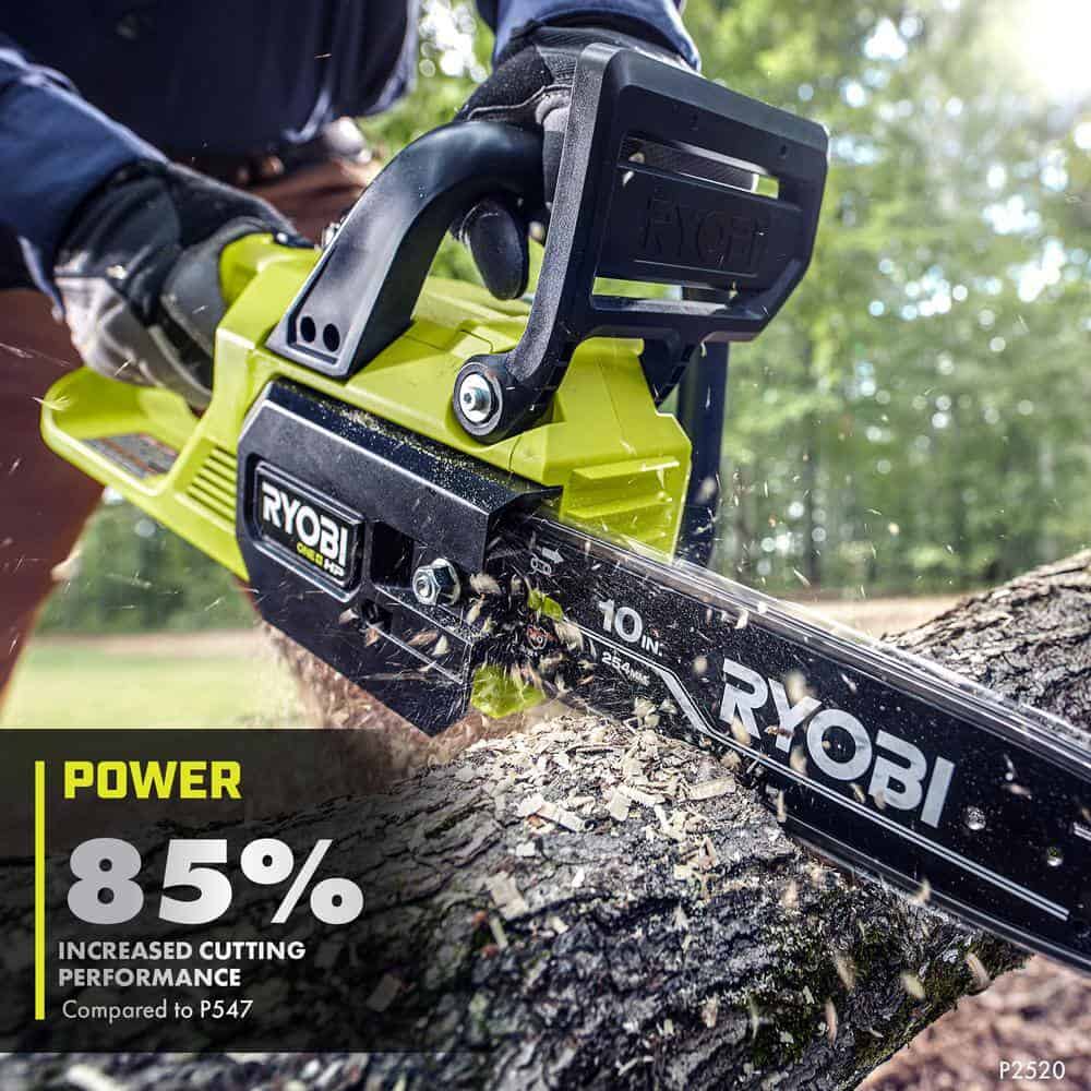 RYOBI P2520-PS ONE+ HP 18V Cordless 10 in. Chainsaw and Whisper Series 8 in. Pole Saw with 4.0 Ah Battery and Charger RYOBI P2520-PS ONE+ HP 18V Cordless 10 in. Chainsaw and Whisper Series 8 in. Pole Saw with 4.0 Ah Battery and Charger - Image 5