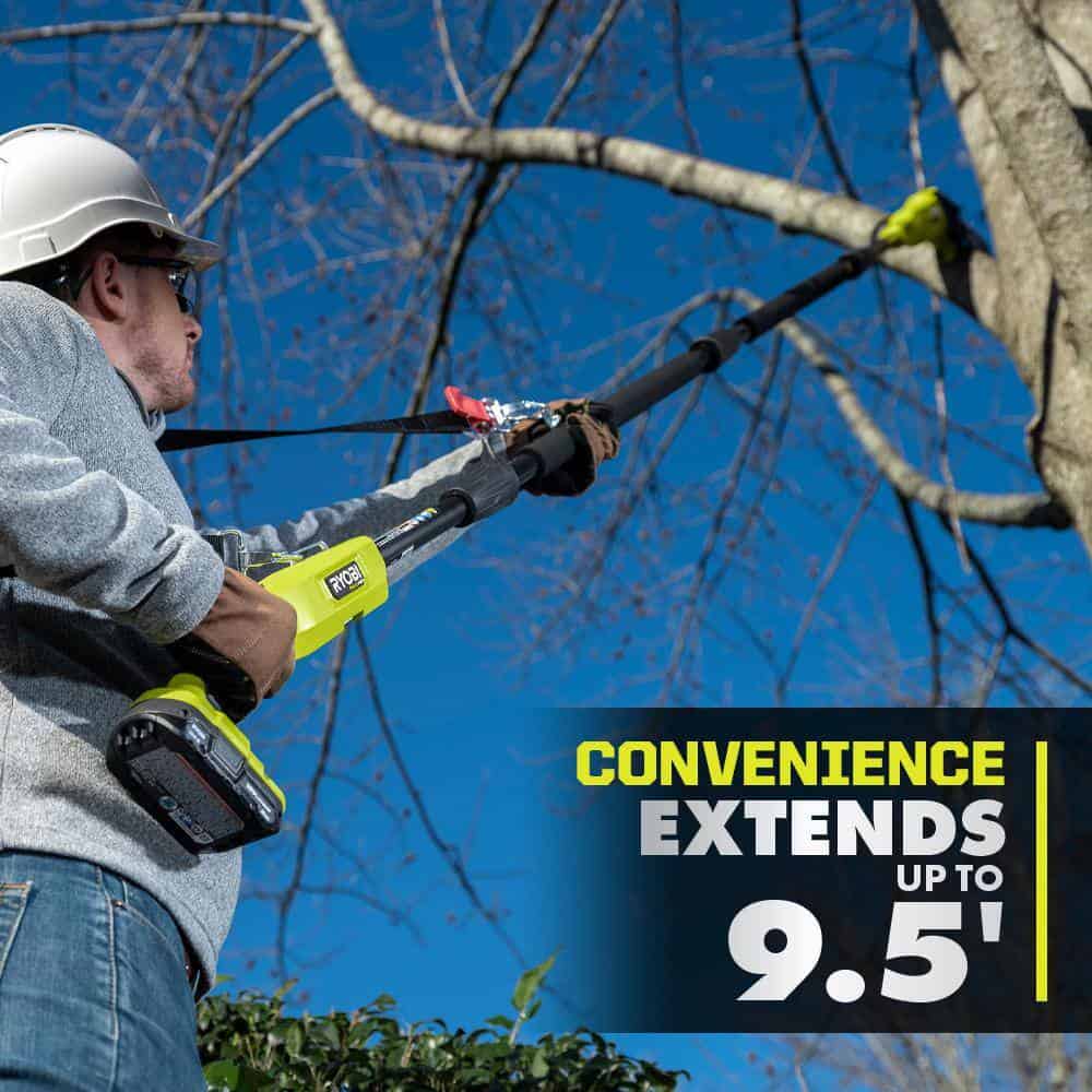 RYOBI P2520-PS ONE+ HP 18V Cordless 10 in. Chainsaw and Whisper Series 8 in. Pole Saw with 4.0 Ah Battery and Charger RYOBI P2520-PS ONE+ HP 18V Cordless 10 in. Chainsaw and Whisper Series 8 in. Pole Saw with 4.0 Ah Battery and Charger - Image 10