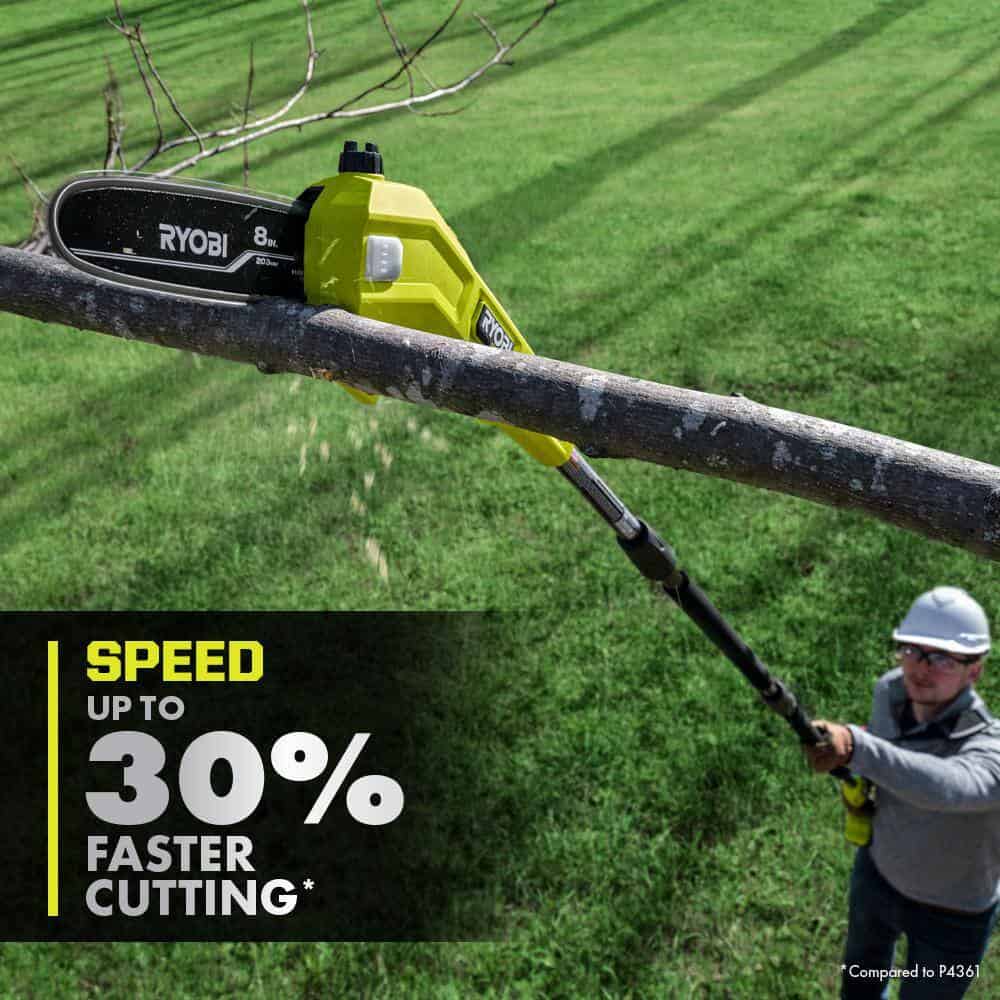 RYOBI P2520-PS ONE+ HP 18V Cordless 10 in. Chainsaw and Whisper Series 8 in. Pole Saw with 4.0 Ah Battery and Charger RYOBI P2520-PS ONE+ HP 18V Cordless 10 in. Chainsaw and Whisper Series 8 in. Pole Saw with 4.0 Ah Battery and Charger - Image 6
