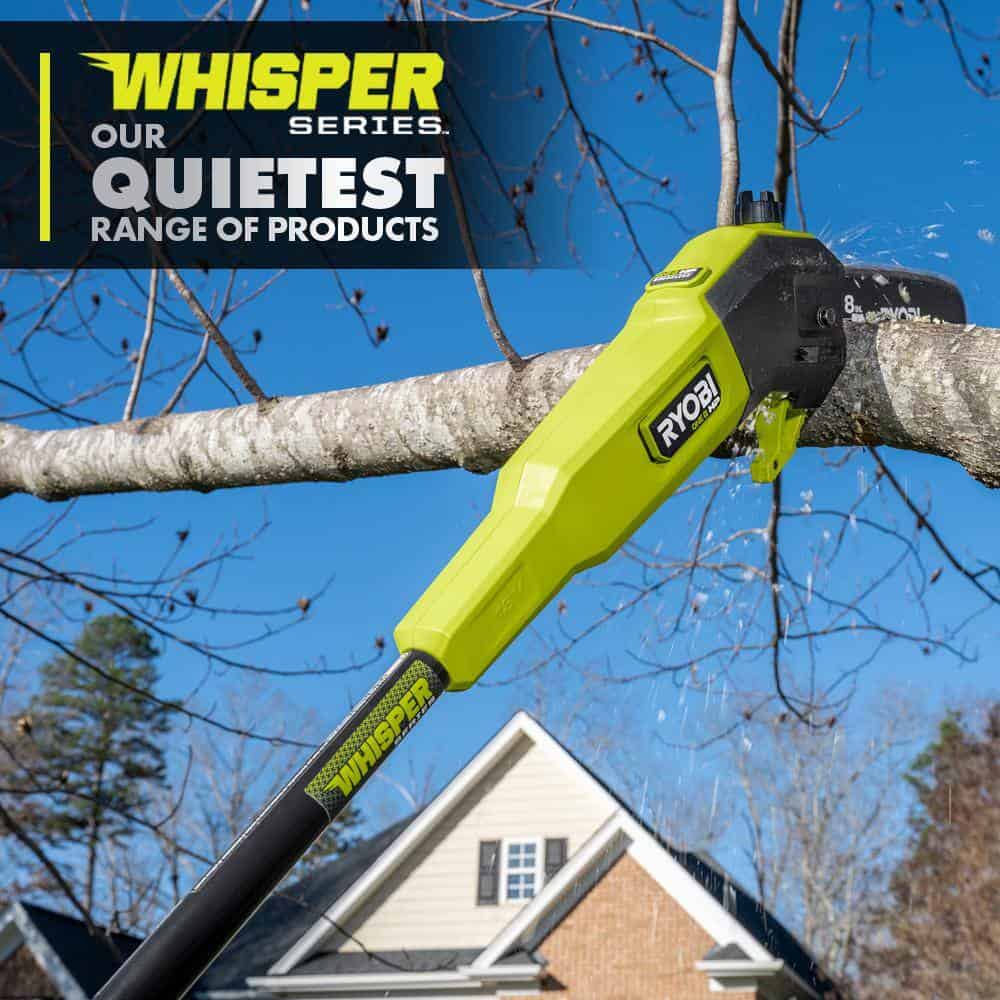 RYOBI P2520-PS ONE+ HP 18V Cordless 10 in. Chainsaw and Whisper Series 8 in. Pole Saw with 4.0 Ah Battery and Charger RYOBI P2520-PS ONE+ HP 18V Cordless 10 in. Chainsaw and Whisper Series 8 in. Pole Saw with 4.0 Ah Battery and Charger - Image 8