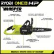 RYOBI P2570-PS ONE+ HP 18V Brushless Whisper Series Battery 12 in. Chainsaw and 8 in. Pole Saw with 6.0 Ah Battery and Charger