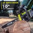RYOBI P2570-PS ONE+ HP 18V Brushless Whisper Series Battery 12 in. Chainsaw and 8 in. Pole Saw with 6.0 Ah Battery and Charger