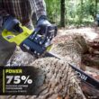 RYOBI 40V HP Brushless 18 in. Battery Chainsaw and 190 MPH 730CFM Battery Leaf Blower w/ (3) Batteries, (two) Chargers