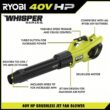 RYOBI 40V HP Brushless 18 in. Battery Chainsaw and 190 MPH 730CFM Battery Leaf Blower w/ (3) Batteries, (two) Chargers
