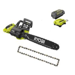 RYOBI RY40580-AC 40V HP Brushless 18 in Battery Chainsaw w/ Extra 18 in. Chain, 5.0 Ah Battery and Charger