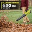 RYOBI RY404140 40V HP Brushless Whisper Series 160 MPH 650 CFM Cordless Battery Leaf Blower with 6.0 Ah Battery and Charger