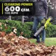 RYOBI RY404150-LB 40V HP Brushless 100 MPH 600 CFM Cordless Leaf Blower/Mulcher/Vacuum w/ Lawn & Leaf Bag, (2) 4.0 Ah Batteries & Charger