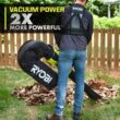 RYOBI RY404150-LB 40V HP Brushless 100 MPH 600 CFM Cordless Leaf Blower/Mulcher/Vacuum w/ Lawn & Leaf Bag, (2) 4.0 Ah Batteries & Charger