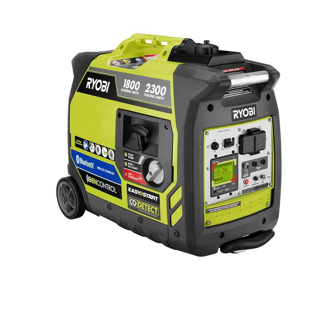 RYOBI 2,300-Watt Recoil Start Bluetooth Super Quiet Gasoline Powered Digital Inverter Generator with CO Shutdown Sensor RYOBI 2,300-Watt Recoil Start Bluetooth Super Quiet Gasoline Powered Digital Inverter Generator with CO Shutdown Sensor