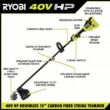 RYOBI 40V HP Brushless 15 in. Carbon Fiber Shafter String Trimmer and Edger Attachment with 4.0 Ah Battery and Charger