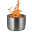 HotShot 52359 Homestead Low Smoke 25 in. Round Wood-Burning Fire Pit in Stainless Steel with Cover