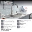 KOHLER K-RH5267-1PC-NA Verse Stainless Steel 33 in. Double Bowl Drop-In Kitchen Sink with Faucet