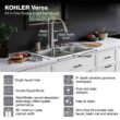 KOHLER K-RH5267-1PC-NA Verse Stainless Steel 33 in. Double Bowl Drop-In Kitchen Sink with Faucet