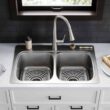 KOHLER K-RH5267-1PC-NA Verse Stainless Steel 33 in. Double Bowl Drop-In Kitchen Sink with Faucet