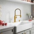 KOHLER Sous Pro-Style-Single Handle Pull Down Sprayer Kitchen Faucet in Vibrant Brushed Moderne Brass