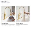 KOHLER Sous Pro-Style-Single Handle Pull Down Sprayer Kitchen Faucet in Vibrant Brushed Moderne Brass