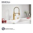 KOHLER Sous Pro-Style-Single Handle Pull Down Sprayer Kitchen Faucet in Vibrant Brushed Moderne Brass