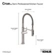 KOHLER Crue Semi-Professional Single-Handle Pull-Down Sprayer Kitchen Faucet in Vibrant Stainless