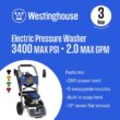 Westinghouse 3400 PSI 2 GPM 13 Amp Electric Powered Pressure Washer with Brushless Motor, Turbo Nozzle and 5 Quick Connect Tips