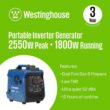 Westinghouse 2,550-Watt Dual Fuel Gas and Propane Powered Portable Inverter Generator with Recoil Start, LED Data Center