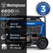 Westinghouse 6,600/5,300-Watt Gas Powered Portable Generator with Remote Electric Start and 30A 120/240V Outlet Westinghouse 6,600/5,300-Watt Gas Powered Portable Generator with Remote Electric Start and 30A 120/240V Outlet