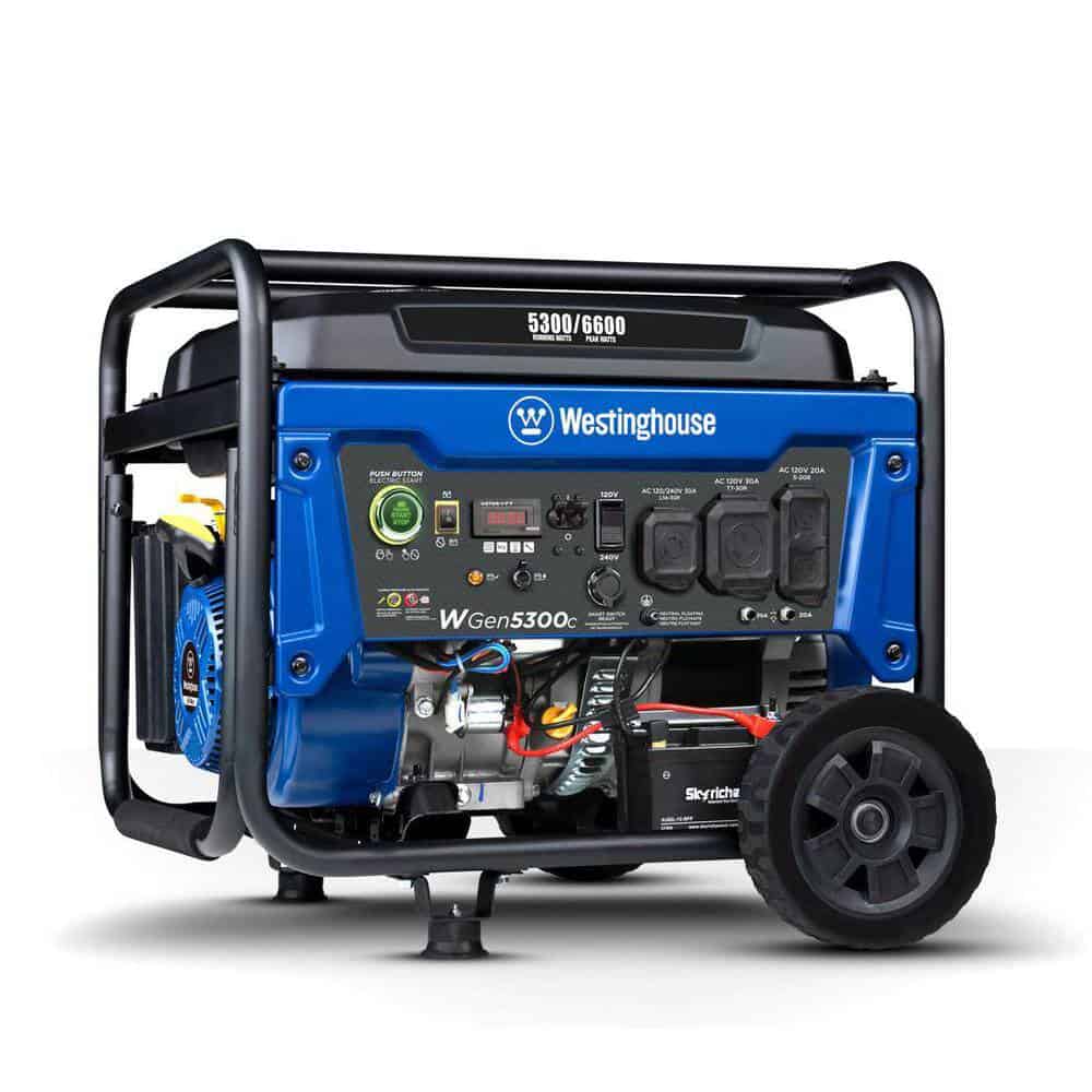 Westinghouse 6,600/5,300-Watt Gas Powered Portable Generator with Remote Electric Start and 30A 120/240V Outlet Westinghouse 6,600/5,300-Watt Gas Powered Portable Generator with Remote Electric Start and 30A 120/240V Outlet