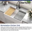 DEERVALLEY DV-1K0067 White Fireclay 33 in. Single Bowl Farmhouse Apron Workstation Kitchen Sink with Accessories