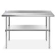 GRIDMANN Stainless Steel Kitchen Prep Table 48 x 24 Inches with Backsplash & Under Shelf, NSF Commercial Work Table