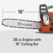 Husqvarna 135 Mark II Gas Powered Chainsaw, 38-cc 2.1-HP, 2-Cycle X-Torq Engine, 16 Inch Chainsaw with Automatic Oiler