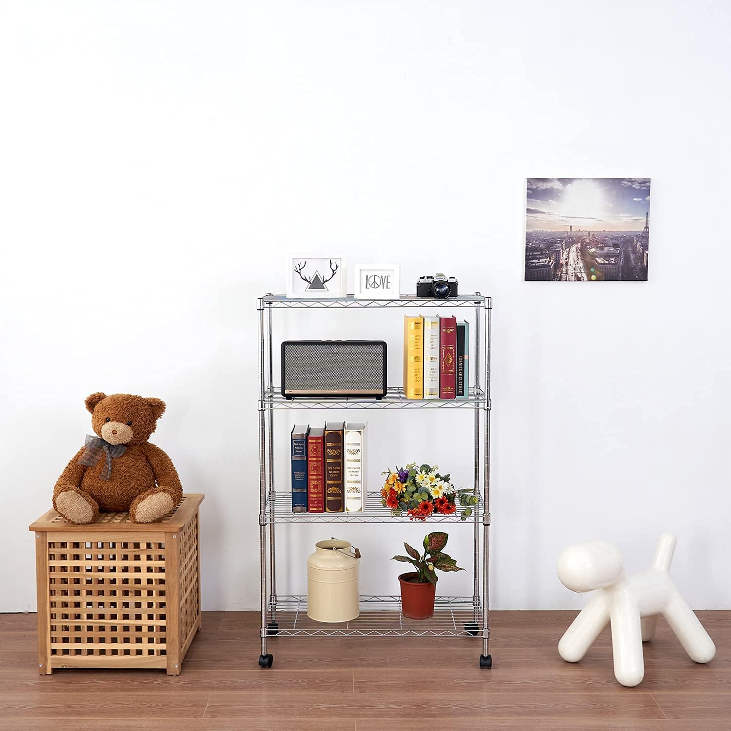 Displays By Jack 4 Tier Wire Shelving Unit Storage Rack, Metal Heavy Duty Utility Organizers, Chrome, 14"W x 30"L X 48"H Displays By Jack 4 Tier Wire Shelving Unit Storage Rack, Metal Heavy Duty Utility Organizers, Chrome, 14"W x 30"L X 48"H - Image 6