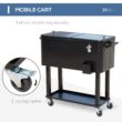 Outsunny 80 Quarts Wheeled Serving Station/Cart - Black