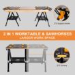 WORKESS Portable Workbench & Sawhorse, 1000Lbs Capacity Heavy Duty Folding Work Table, 23.6"-36" Adjustable Height