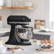KitchenAid Artisan Series 5 Quart Tilt Head Stand Mixer with Pouring Shield KSM150PS, Matte Black
