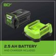 Greenworks 80V (145 MPH / 580 CFM / 75+ Compatible Tools) Cordless Brushless Axial Leaf Blower, 2.5Ah Battery and Charger Included