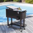 Outsunny 80 Quarts Wheeled Serving Station/Cart - Black