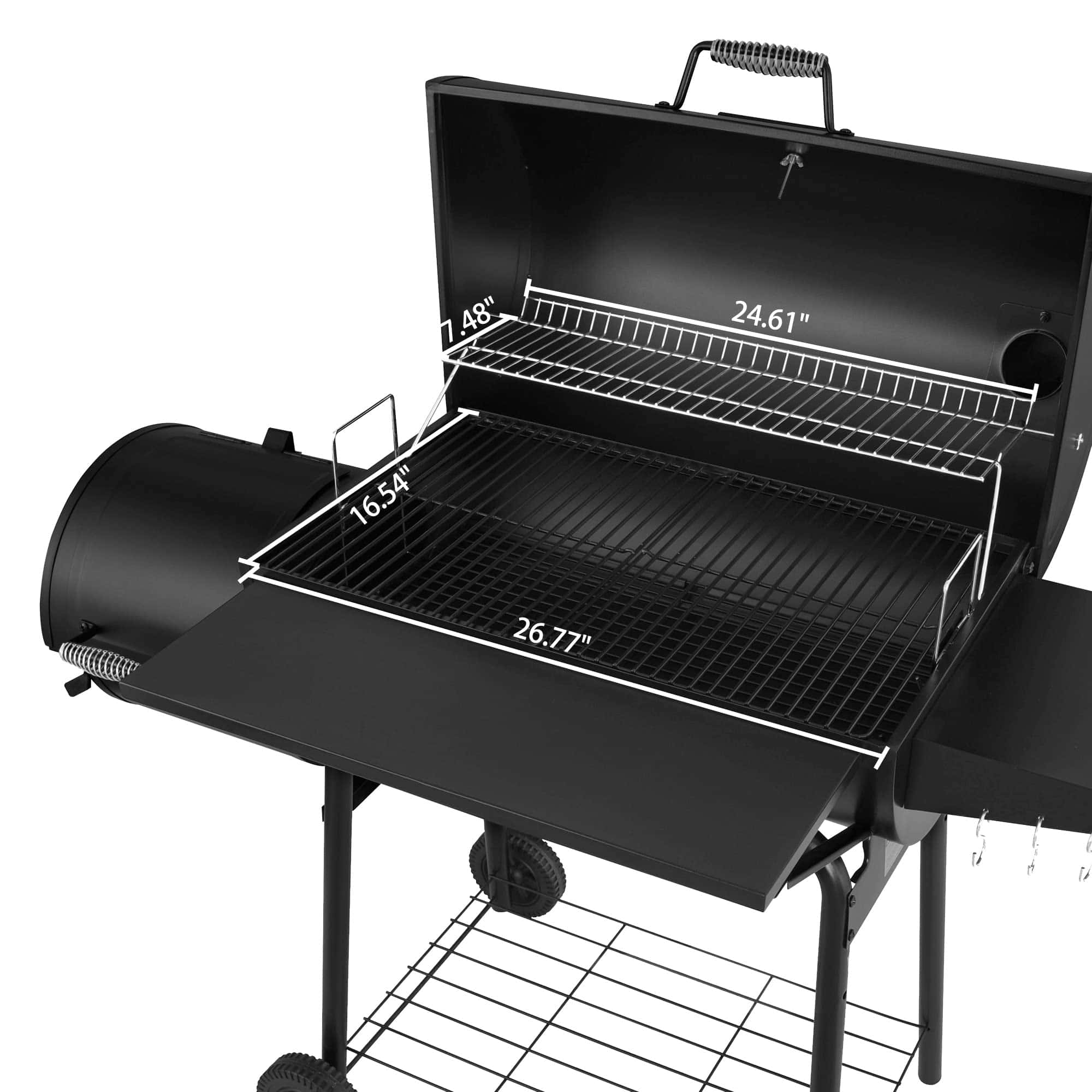 Royal Gourmet CC1830S 30" BBQ Charcoal Grill and Offset Smoker | 811 Square Inch cooking surface, Outdoor for Camping | Black Royal Gourmet CC1830S 30" BBQ Charcoal Grill and Offset Smoker | 811 Square Inch cooking surface, Outdoor for Camping | Black - Image 3