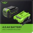 Greenworks 40V (130 MPH / 550 CFM / 75+ Compatible Tools) Cordless Brushless Axial Leaf Blower, 4.0Ah Battery and Charger Included