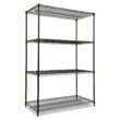 Alera ALE Industrial Heavy-Duty Wire Shelving Starter Kit, 4-Shelf, 48w x 24d x 72h, Black