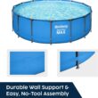 Bestway Steel Pro 15’ x 48" Round Metal Steel Frame Above Ground Outdoor Swimming Pool for Backyards, Blue