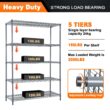 Land Guard 5 Tier Storage Racks and Shelving - 48" L x 20" W x 72" H Heavy Steel Material Pantry Shelves Land Guard 5 Tier Storage Racks and Shelving - 48" L x 20" W x 72" H Heavy Steel Material Pantry Shelves