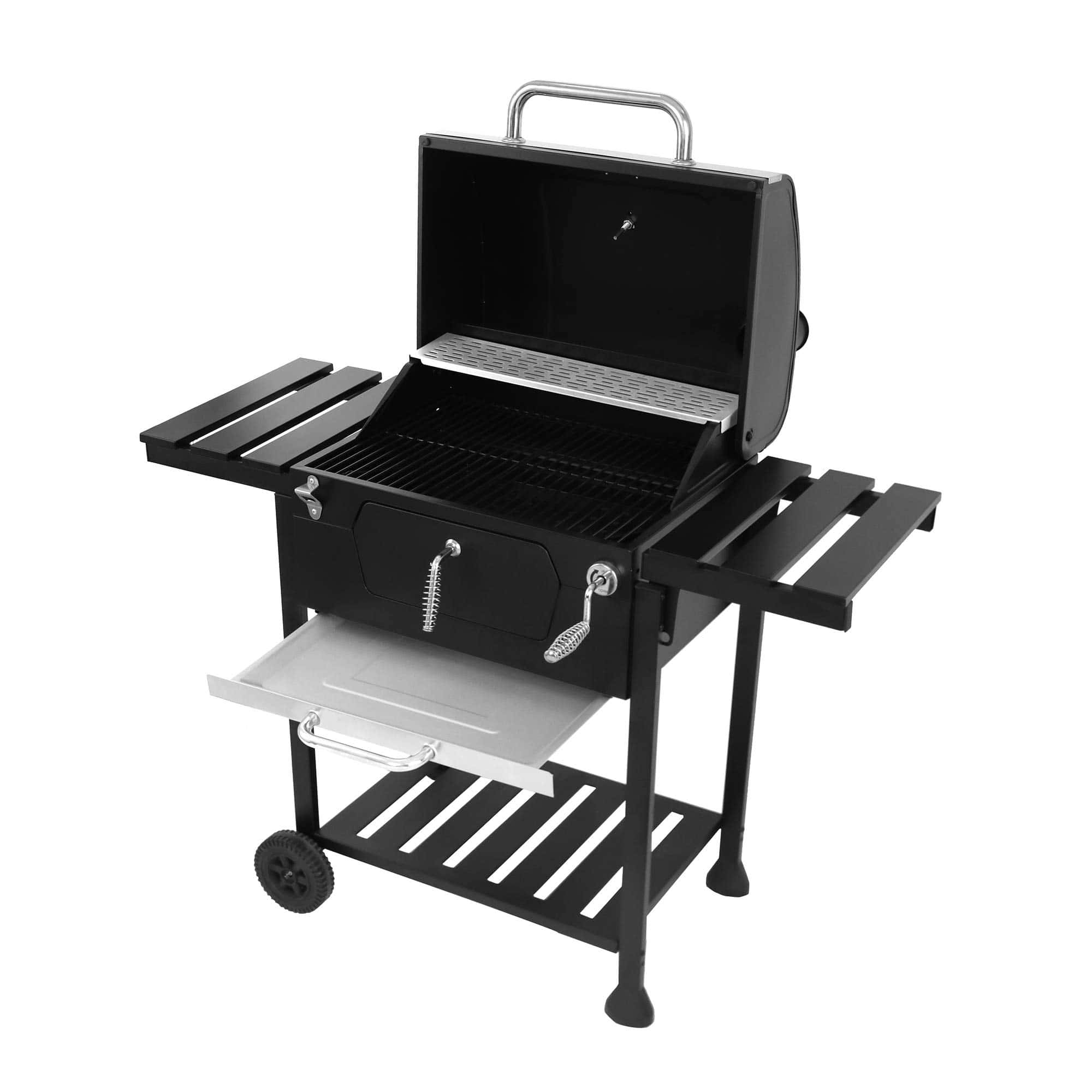 Royal Gourmet CD1824EN 24” Charcoal Grill Outdoor Smoker with Side Tables Backyard Griller Party BBQ Picnic Patio Cooking, Black Royal Gourmet CD1824EN 24” Charcoal Grill Outdoor Smoker with Side Tables Backyard Griller Party BBQ Picnic Patio Cooking, Black - Image 6