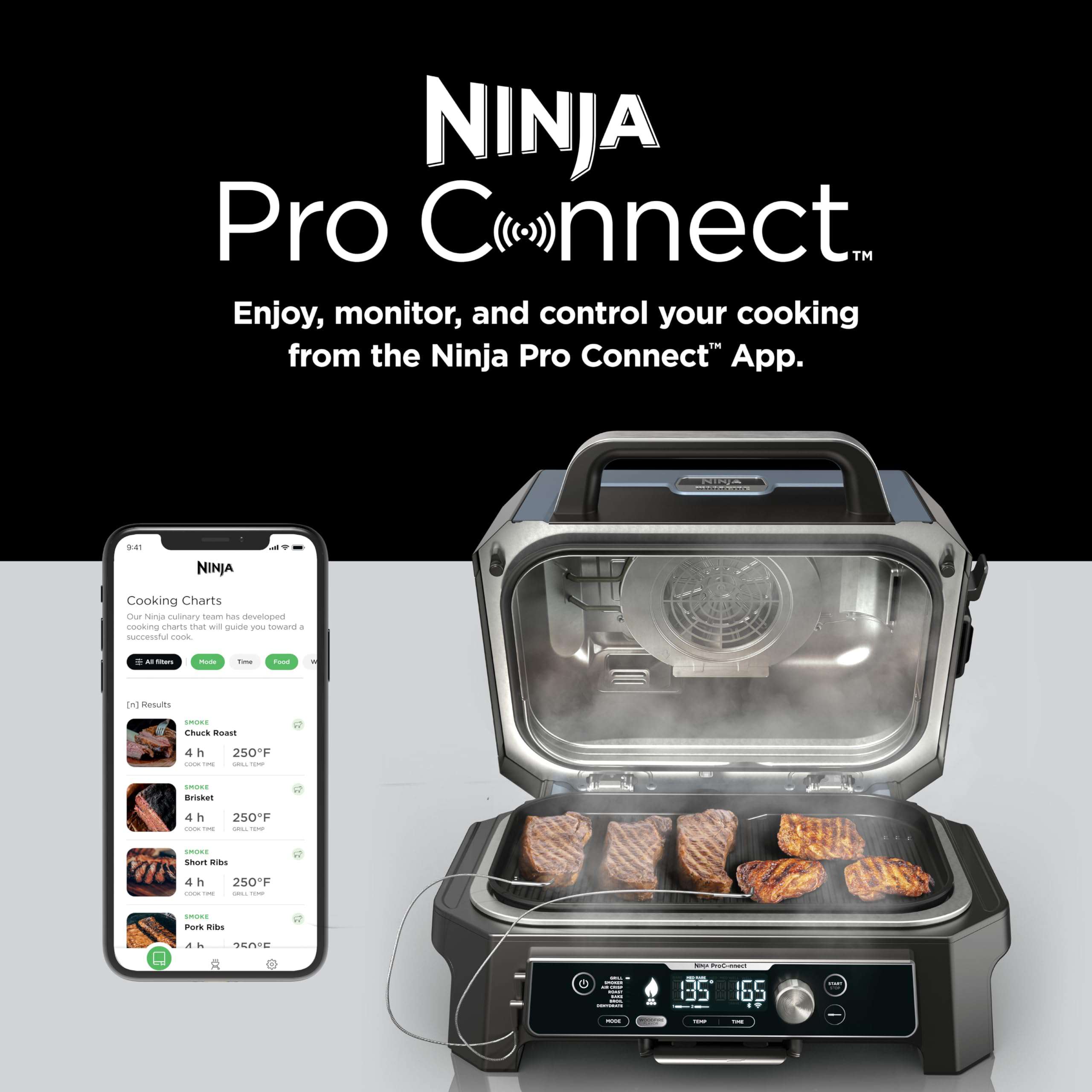 Ninja Woodfire Pro Connect XL Grill & Smoker (Wi-Fi) | Smart Control & Smoke Flavor Ninja Woodfire Pro Connect XL Grill & Smoker (Wi-Fi) | Smart Control & Smoke Flavor - Image 10