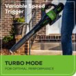 Greenworks 80V (145 MPH / 580 CFM / 75+ Compatible Tools) Cordless Brushless Axial Leaf Blower, 2.5Ah Battery and Charger Included