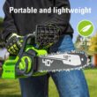 Greenworks 40V 12" Cordless Compact Chainsaw (Great For Storm Clean-Up, Pruning, and Camping), 2.0Ah Battery and Charger Included Greenworks 40V 12" Cordless Compact Chainsaw (Great For Storm Clean-Up, Pruning, and Camping), 2.0Ah Battery and Charger Included