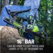 Greenworks 80V 16" Brushless Cordless Chainsaw, 2.0Ah Battery and Charger Included