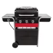 Charbroil Gas2Coal 3-Burner Hybrid Combo Gas & Charcoal Grill Cabinet with Side Burner, Red & Black