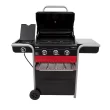 Charbroil Gas2Coal 3-Burner Hybrid Combo Gas & Charcoal Grill Cabinet with Side Burner, Red & Black