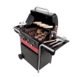 Charbroil Gas2Coal 3-Burner Hybrid Combo Gas & Charcoal Grill Cabinet with Side Burner, Red & Black