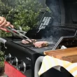 Charbroil Gas2Coal 3-Burner Hybrid Combo Gas & Charcoal Grill Cabinet with Side Burner, Red & Black